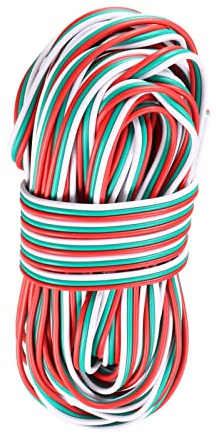 Rebower Cable de Alambre RGB de 3 Pines de Cobre Estañado Trenzado [para Tira Led 5050 3528] - 22AWG / 10 Metros/Rojo Verde Blanco