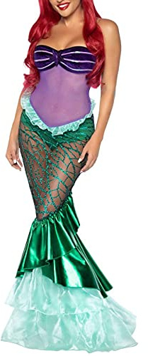 Edhomenn Robe sirène moulante sans manches pour femmes – Costume de sirène longue pour Halloween – Robe de queue de sirène – Costumes pour adultes (A-vert, taille L)