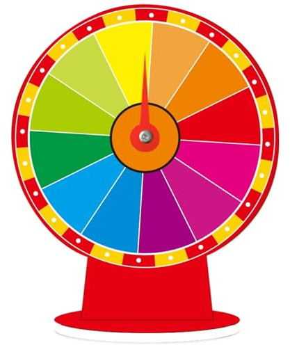 SunaOmni Roue de la fortune à tourner - 30,5 cm - Bricolage - Roulette de prix - Avec support stable - Coloful Lucky Roulette - Pour fête de carnaval, pub, jeu de hasard