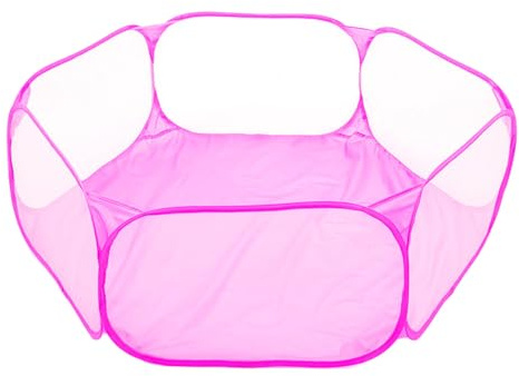 1 Pièces Parc Portable Petits Animaux, Parc à Hamster Respirant, Tente Cage Petits Animaux, Cage Jeu Pliable Animaux Compagnie, pour Cobaye, Hamster, Chinchillas et Hérissons (Rose)