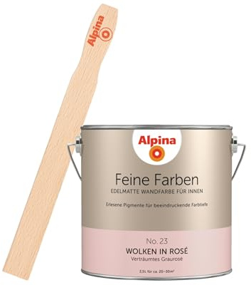 Alpina Feine Farben inkl. Rührstab – No. 23 Wolken in Rosé – edelmatte Innenfarbe - Wandfarben für einzigartige Farbwirkungen und Raumstimmungen – Verträumtes Graurosé - 2,5 Liter