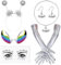 6 Stück Alien Kostüm Set für Damen, Silber Weltall Kostüm Zubehör mit Alien Handschuhe Space Brille Haarreif Gesichtsaufkleber Halskette Ohrringe für Karneval Mottoparty Cosplay Maskerade