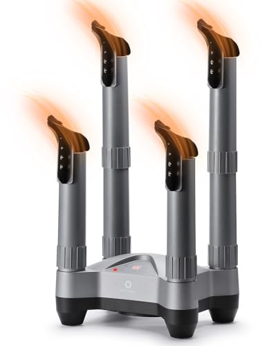 AIRTHEREAL SD20 Asciugascarpe Elettrico con Timer e Ozono | 110W Asciugatore Portatile per 2 Paia di Scarpe | Tubi Telescopici per Scarponi da Sci, Scarpe da Lavoro, Sneaker e Guanti | Grigio