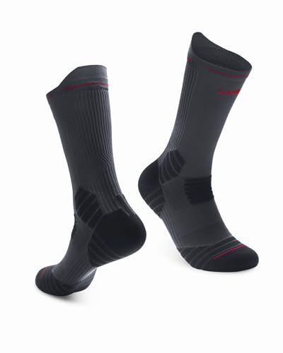 Calcetines Compresión Running Hombre Mujer 2Pares, Medias de Compresion Antiampollas, Running Socks, Respirable y Acolchado, para Deporte, Trail, Ciclismo, Trabajo, Soporte del Arco, Fascitis Plantar
