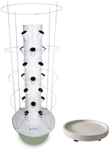 YORCME Torre De Hierbas para Encimera, JardíN De Hierbass, sis-Temas De Cultivo Sin Suelo, Torre HidropóNica - sis-Tema De Interior para Verduras 7-Layer28Pots-HydroponicTower+ClimbingFrame