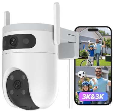 EZVIZ H9c 4G & Wi-Fi 6 3K + 3K Övervakningskamera Utomhus med Dubbla Linser, AI-Detektering av Människor/Fordon, Auto-Tracking, 40m Mörkerseende i Färg, Aktivt Försvar, Idealisk för Gårdar