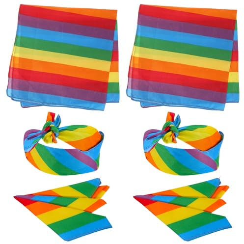 6 foulard primaverili per cani, bandana arcobaleno, 54 x 54 cm, a strisce colorate, fascia per capelli, bandana quadrata, accessorio per cani, uomini e donne, per feste e costumi