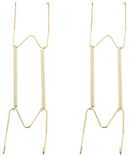 TIDTALEO Supports Muraux Facile à Installer pour Assiettes Décoratifs en Alliage de Cuivre Doré , Design à Ressort W Lot de 2 pour Rangement Mural Pratique Cuisine