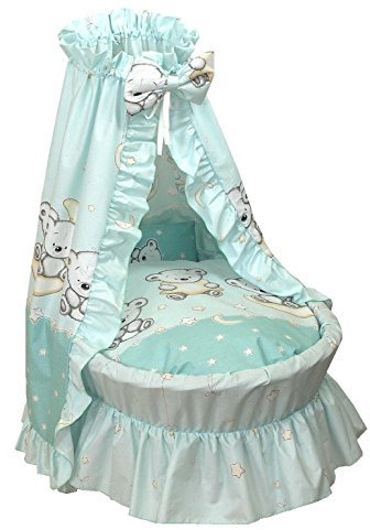 Amigos Ausstattung für Stubenwagen Bärchen Mond Sterne Türkis inkl. Matratze