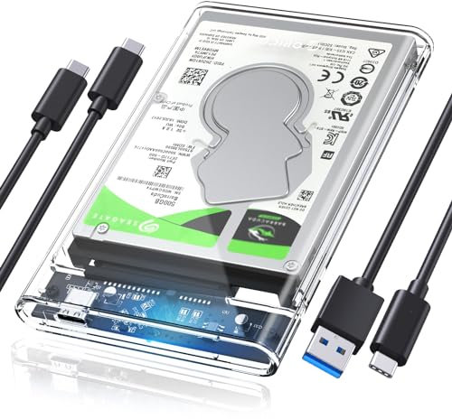 ORICO 2,5 USB C Externes Festplattengehäuse, USB 3.1 Gen2 auf SATA 3.0 6 GBP/s für 7mm und 9,5 mm 2.5 Zoll SATA Interne HDD und SSD, Werkzeugfreie Montage, UASP Beschleunigung（2139C3-G2）