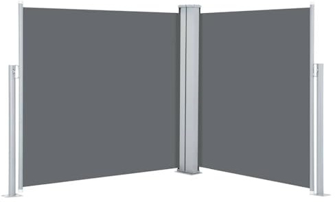 vidaXL Toldo Lateral Retráctil para Patio Pantalla de Terraza Mampara Parasol de Exterior Jardín Tela de Lona PU Antracita Soporte Hierro 120x600 cm