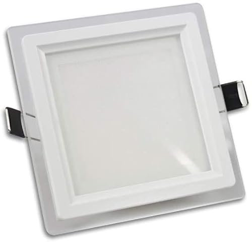 Generico UNIVERSO PANNELLO FARETTO LED QUADRATO DA INCASSO 6W CON CORNICE IN VETRO ALTA LUMINOSITA' 300KK 4000K 6500K (Bianco Naturale)