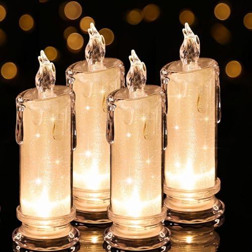 HAIDOLIANG 4 velas LED blancas (diámetro: 2.5 pulgadas x altura: 7 pulgadas), vela sin llama, velas que funcionan con pilas/velas falsas, velas artificiales para decoración para San Valentín, boda