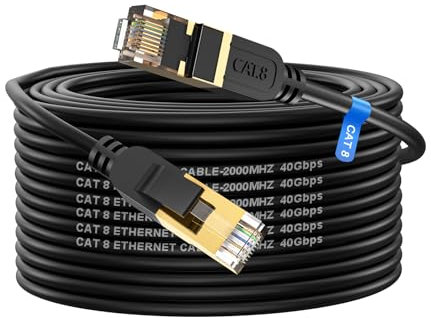 cat gruciso Cable Ethernet 20 metros Cat 8 Cable de Red Cable Lan 40Gbps 2000MHz con Conector RJ45 Cat 8, Compatible con Steam Deck PS5 PS4 Xbox X/S PC TV Box Router Servidor NAS