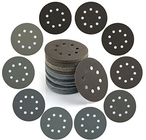 100pcs 125mm Sanding Discs Wet Dry Hook & Loop 8 Holes 60 120 240 400 600 800 1000 1500 2000 5000 Grit Orbital Sandpaper