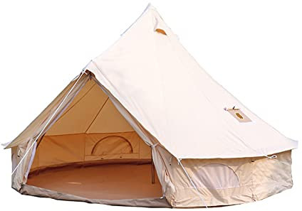 RajoNN Zelt 4-Jahreszeiten-wasserdichtes Baumwoll-Canvas-Glockenzelt, Outdoor-Baumwollzelt, Wandjurtenzelt mit Herdloch für Outdoor-Camping, Jagd, Wandern, Festival-Party