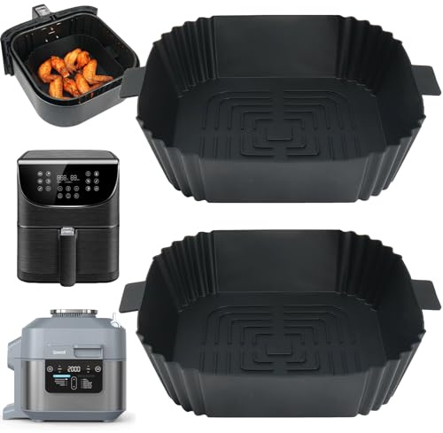 BYKITCHEN Silikonform Heißluftfritteuse für Philips Airfryer 2000-Serie 4,2L/Russell Hobbs 4L, 2 Stück, Air Fryer Silikon Einsatz, Backform Zubehör für Cosori 3,8 L- 4,7 L, Ninja Speedi Fritteuse