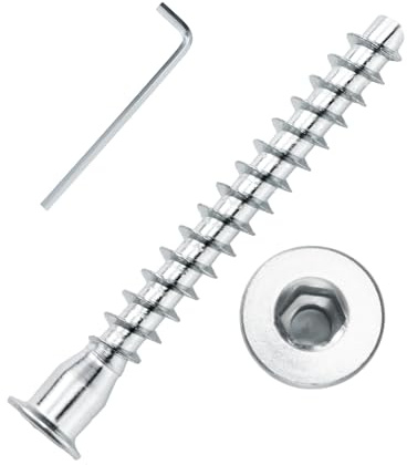 Confirmat Screws, 100 PCs M5 x 50mm, Hex Socket Drive Countersunk Self-Tapping Furniture Connecting Screw Set Carbon Steel Zinc Plated
