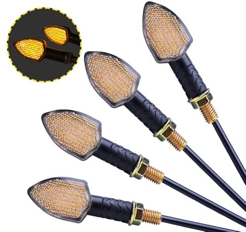 Kardne 4 Stück Motorrad Blinker Licht, 12V Smoked Microblinker, 60 LED Miniblinker, Wasserdicht Tagfahrlicht, Universal Blinkerleuchten für Scooter Quad Cruiser Off Road Motocross Fahrrad Moped