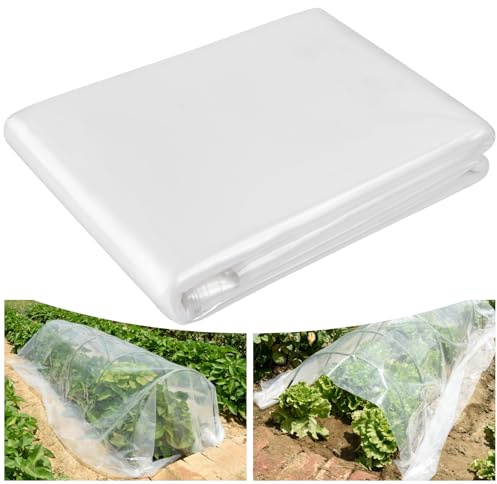Heavy Duty Polythene Sheeting, 2M X 6M Extra Thick Clear Plastic Cover Sheets, Waterproof Dustproof PE Film for Gardening, Greenhouse, Building Insulation, Rubble Protection (2m x 6m)