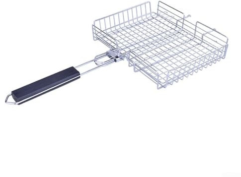 Griglia per pesce in acciaio inox con design pieghevole per uso esterno