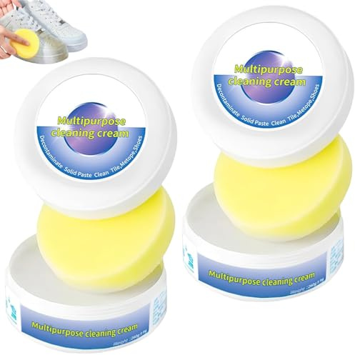 Crema de limpieza para zapatos, 2 cremas blancas para limpieza de zapatos, crema de limpieza de zapatos blancos, crema multiusos para limpieza y eliminación de manchas, crema de limpieza multiusos con