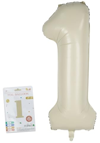 CARGEN 40 Inch Creamy White Number 1 Balloon Boho Neutral Party Decoration