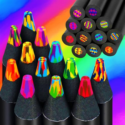 Kunoli Rainbow Pencils,12 Colouring Pencils, Art Supplies Drawing Colored Pencil, Christmas Presents Gifts for Kids Girls Boys Adults Teenagers Children on Birthday, Easter Gifts for Kids