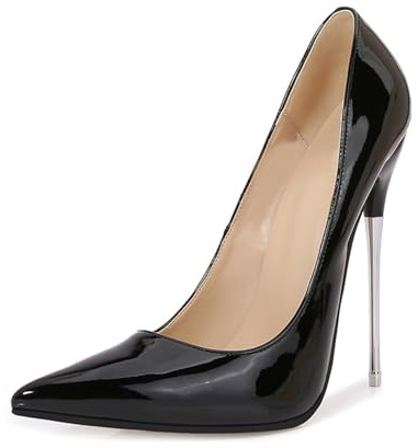 Omeslike Décolleté da Donna 6,30 pollici/16 cm Classiche con Punta, Scarpe Eleganti con Tacco Alto per Matrimoni, Sexy per Feste e Ufficio,Nero,45 EU