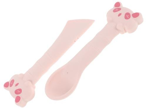 KOMBIUDA 2 Pièces Cuillère à Friandises pour Chat et Ouvre-Boîte Rose, Ensemble 2 Pièces en Plastique Solide, Outil Hygiénique pour Nourrir et Doser la Nourriture Humide en Conserve,