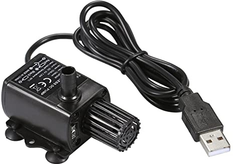 Dioche USB Borstlös Vattenpump - Ultratyst Dränkbar Akvarium/fontänpump - 150L/H Flödeshastighet med Justerbara Munstycken för Hydroponiska System - 1,2W Strömförsörjning