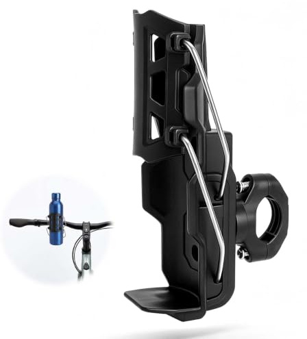 Porte Bidon Vélo et Moto, Support Bouteille Guidon ABS Inox | Pince automatique, maintien stable pour bouteille sur guidon vélo et barre moto
