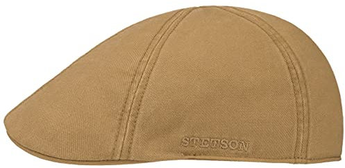 Stetson Texas Cotton Flat Cap with UV Protection 40+ - Cotton Peaked Ivy Cap - Solid-Color Cap for Spring/Summer Light Brown L (58-59 cm)