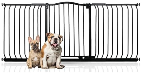 Bettacare Curved Top Hundgrind, 170cm - 179cm, Mattsvart, Tryckmontering Husdjursgrind för Hund och Valp, Husdjursbarriär för Hund, Enkel Installation