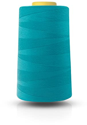 Realm Filo di poliestere per macchina da cucire overlock, 4.674 m, colore bianco, nero, naturale, blu navy, rosso (turchese)