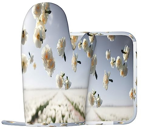 Allegria Fiori Guanti Da Forno E Pentola Supporti Resistente Al Calore 2pcs Set BBQ Guanti E Pastiglie Per Cottura Cottura Grigliare