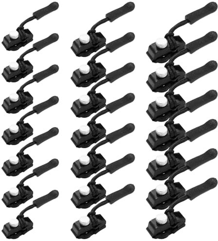 21 Piezas Kit de Reparación de Cremallera Universal - 3 Tamaños, Tirador Extraíble para Equipaje, Mochilas, Chaquetas (Negro)