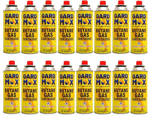 KMJ 16 Pack Butane Gas Canister– Premium Gas Canister for Camping Stove- Adjustable Camping Gas Canisters- Weed Burner Butane Gas - Camping Gas Canister for Cooking, BBQ etc (16 Pack)
