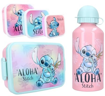Lilo & Stitch Lunchset; Fles, Lunchbox en 3-in-1 Snackbox