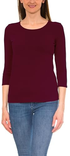 Alkato Damen Shirt 3/4 Arm mit Rundhals, Farbe: Weinrot, Größe: M