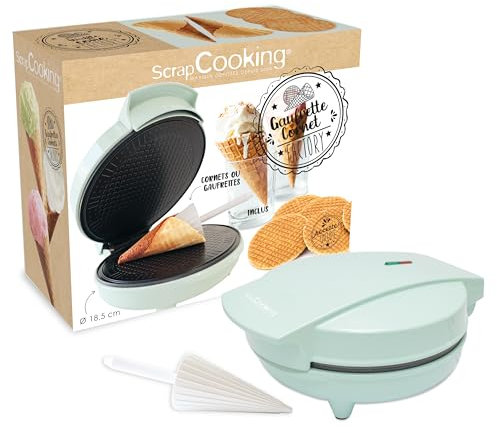 ScrapCooking 3883 - Máquina para obleas y conos de hielo (Obleas y Cornet), 2 en 1 para obleas y azulejos