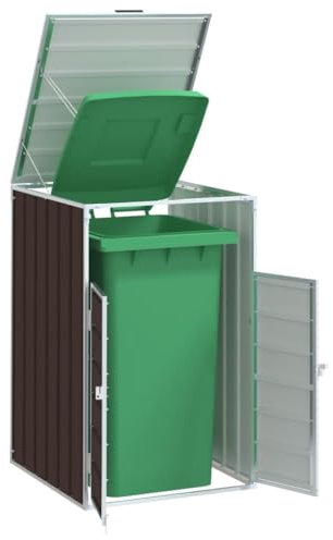 Rangement à roulettes pour poubelles pour bac Unique Acier, Maison & Jardin, Produits ménagers, Accessoires pour conteneurs à déchets, Cache-conteneurs à déchets, Brun, 13.85 KG, 4006174