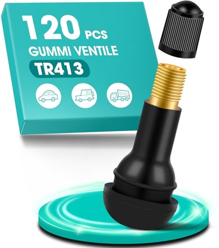 120 Pièces TR413 Valve Pneu Voiture, Valve Tubeless Pneu, Trou de Jante de 11,3 mm, jusqu'à 4,5 Bars, Caoutchouc Snap-in Jantes pour la Plupart des Voitures