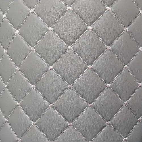 Vinyl Faux Läder Tyg PVC Quiltat Konstläder Tyg 100 * 155 Cm Med 3mm Svamp Baksida Klädsel Säljs Per Yard Korn Textur För DIY Hantverk Sy Bilkudde(Color:gray)