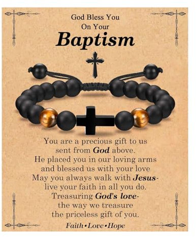 LynixTrade Cross Bracelet Gifts for Boys Confirmation Christening Baptism Gift for Boys Son Brother Grandson Nephew Religious Jewellery Present