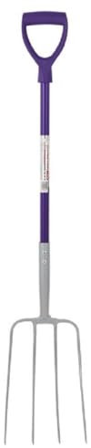 Red Gorilla 4 Prong Pro Manure Fork with D Handle Purple Lightweight Aluminium For Stable Bedding Mucking Out Metal Pitchfork with Steel Head Rust Resistant for Hay and Garden Compost 113cm Long