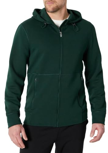 Amazon Essentials Men's Athletic Relaxed-Fit Full-Zip Hoodie with Kangaroo Pocket, Dark Green, XL
