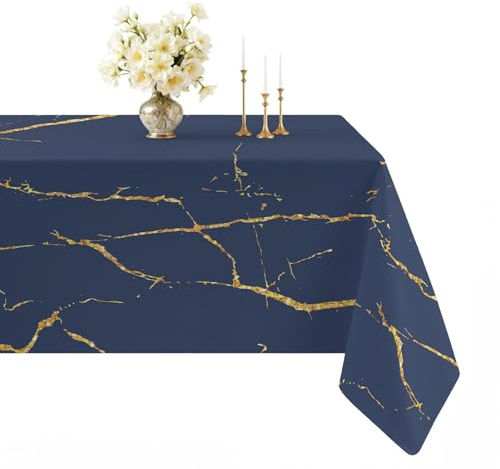 Arwllzz Tovaglie Antimacchia Rettangolari 140x200 Grande Tovaglia Tavolo Cucina Elegante Lavabile Blu Navy Tovaglie Copri Tavolo da Interno Effetto Lino per Cucina Ristorante Giardino Esterno