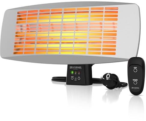 Brandson - Infrarot Wickeltischstrahler - Wickeltisch Heizstrahler Baby mit Fernbedienung - 1800 Watt - 3 Leistungsstufen Heizelemente - LED Power-Indikator – inkl. Wandhalterung – schwenkbar