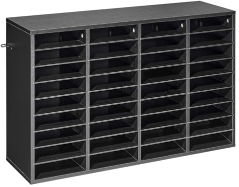 VEVOR Estante de Almacenamiento de Documentos 36 Compartimentos, Organizador de Archivos de Madera 95,7 x 30 x 60 cm, Clasificador de Literatura con Estantes Desmontables para Oficina, Aulas, Negro